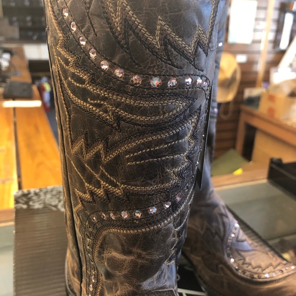 Dan Post ladies custom boots tan pink stones NWT - Picture 9 of 9